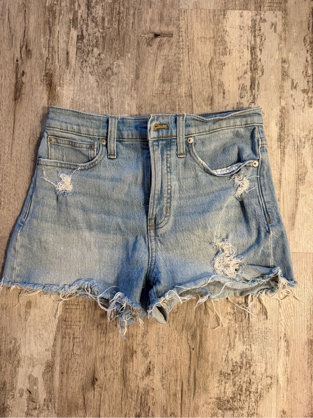 Madewell Light Blue Distressed Denim Cutoff Shorts
